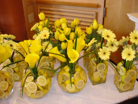 yellow flowers centerpieces