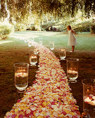 Outdoor Wedding Aisle And Hurricane Vases Calgary Wedding