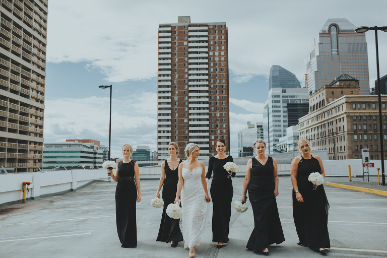 Fairmont Palliser Calgary wedding_black white bridesmaids