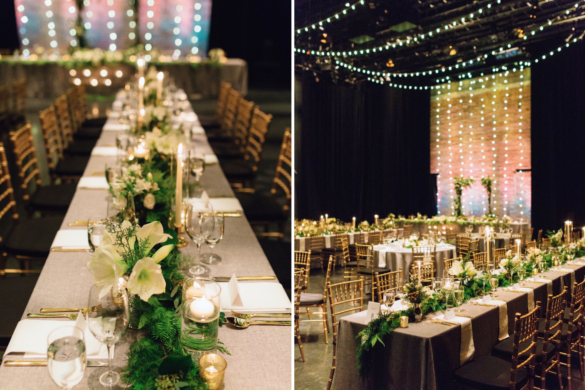 Neutral Green Gold Winter Wedding Reception Calgary Calgary